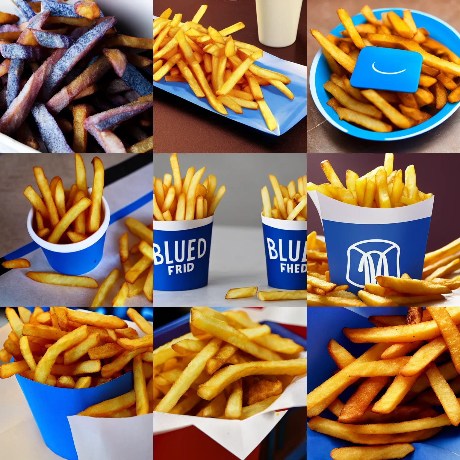 Prompt: blue mcdonalds french fries