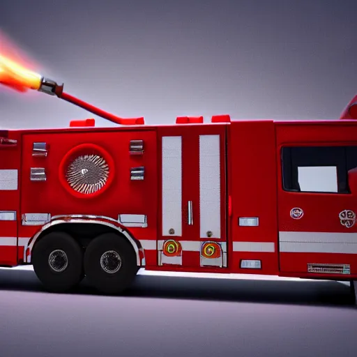 Prompt: a a 3 d render fire truck, octane render