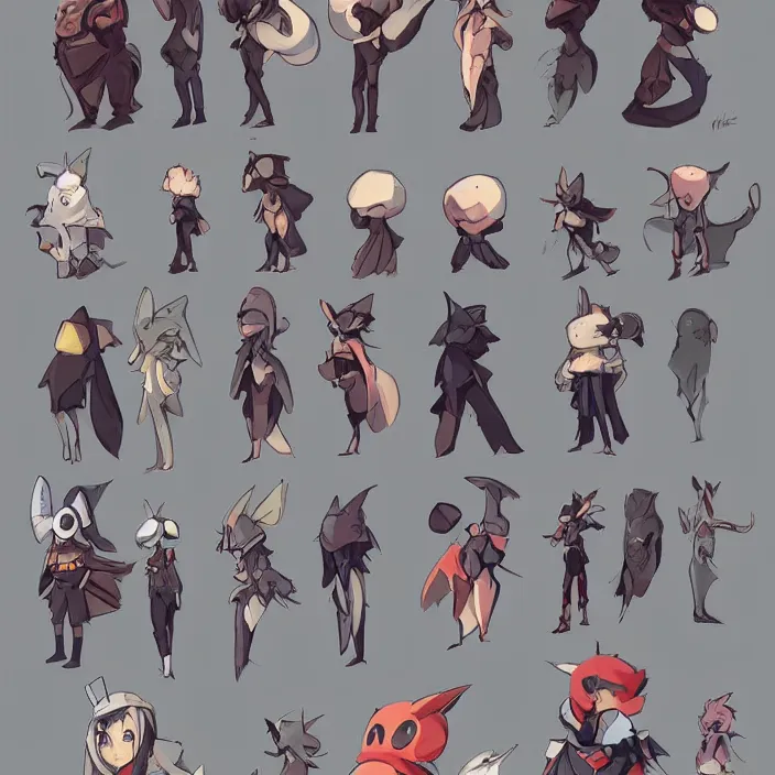 Image similar to concept art of chinchilla video game characters head designs, disgaea, flcl, hearthstone, unique silhouettes, cute casual streetwear, by marc brunet and artgerm