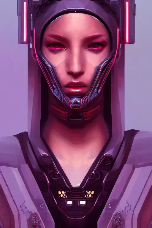 Image similar to a portrait of the cyberpunk android, high - contrast, intricate, elegant, highly detailed, digital painting, artstation, concept art, smooth, sharp focus, illustration