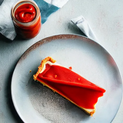 Prompt: photo of ketchup pie, award winning, 4k