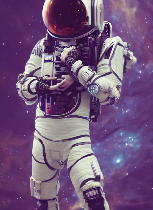 Prompt: a futuristic astronaut, artistic pose, cinematic shot, intricate, ornate, photorealistic, ultra detailed, realistic, 1 0 0 mm, photography, octane, high definition, depth of field, bokeh, 8 k, artstation
