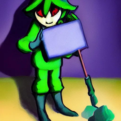 Prompt: a very elegant oil painting of ralsei from deltarune, oil painting, full body, smooth paint, asriel, furry, underground, undertale, by toby fox