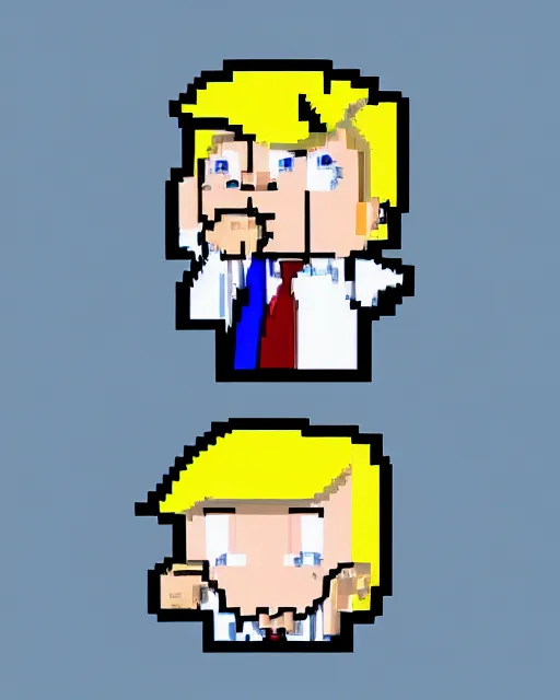 Prompt: dating sim sprite of donald trump, otome, bishounen, anime,