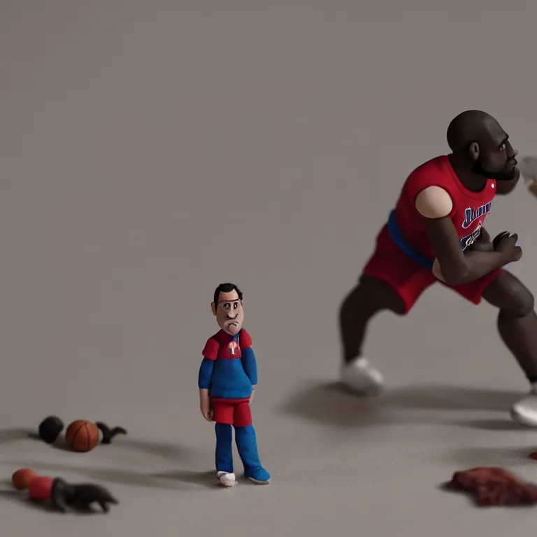 Prompt: a cinematic film still of a claymation stop motion film starring shaq, shallow depth of field, 8 0 mm, f 1. 8