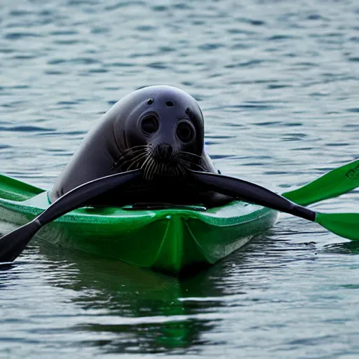 Image similar to happy baby seal kayaking