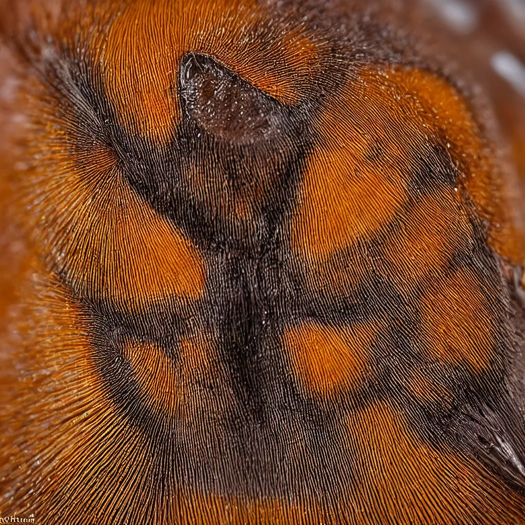 Prompt: a perfect symmetrical macrophoto of the face of a vespa bellutina, 7 0 mm macro lens, soft flash light