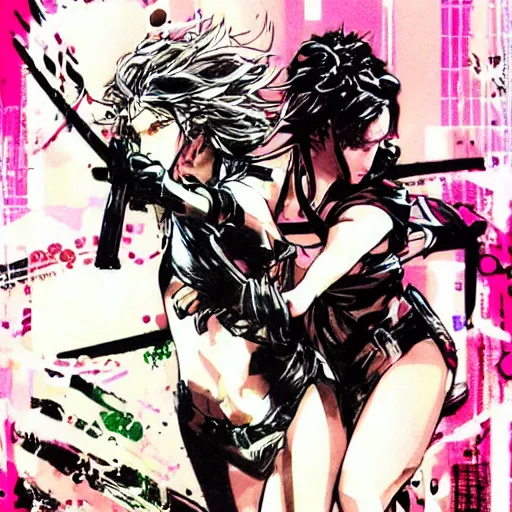 Image similar to 🌹⚡🌈 girls fighting, yoji shinkawa