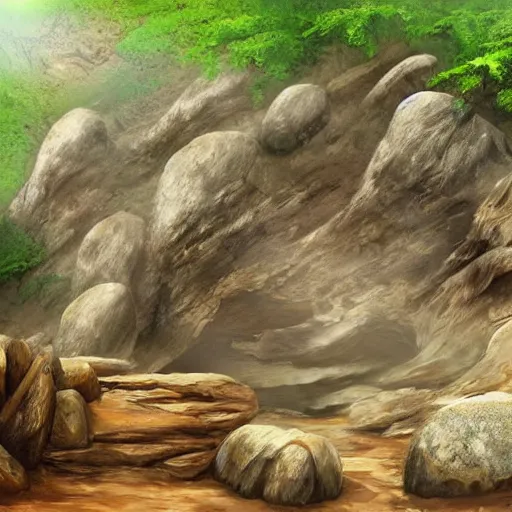 Image similar to realistic prehistoric cave drawings, cave, high quality, rocks, paint