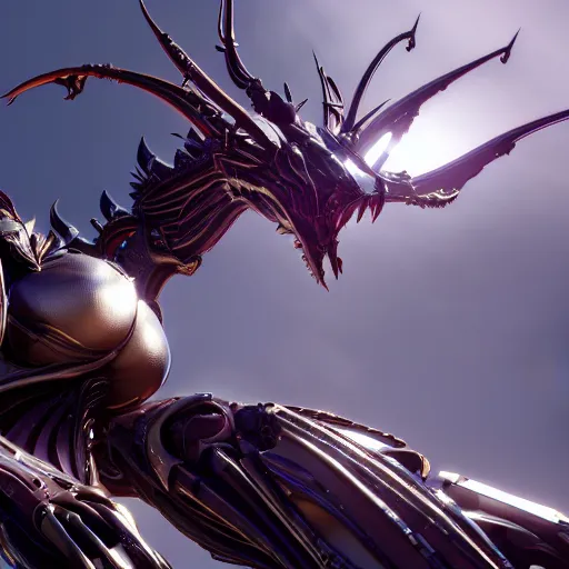 Image similar to highly detailed giantess shot, worms eye view, looking up at a giant 500 foot tall beautiful stunning saryn prime female warframe, as a stunning anthropomorphic robot female dragon, looming over you, walking toward you, detailed warframe legs towering over you, camera looking up, posing elegantly over you, sleek sharp claws, detailed robot dragon feet about to step on you, intimidating, proportionally accurate, two arms, two legs, camera close to the legs and feet, giantess shot, warframe fanart, ground view shot, cinematic low shot, high quality, captura, realistic, professional digital art, high end digital art, furry art, macro art, giantess art, anthro art, DeviantArt, artstation, Furaffinity, 3D realism, 8k HD octane render, epic lighting, depth of field