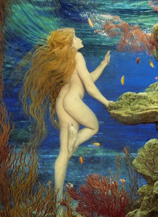 Image similar to under the sea preraphaelite colour photography, 8 k