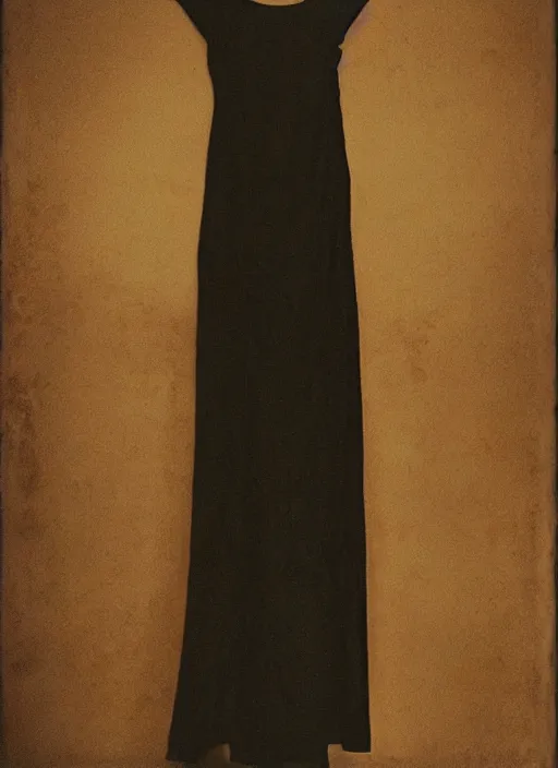 Image similar to long female dress abandoned on the bottom of the sea, art by sarah moon