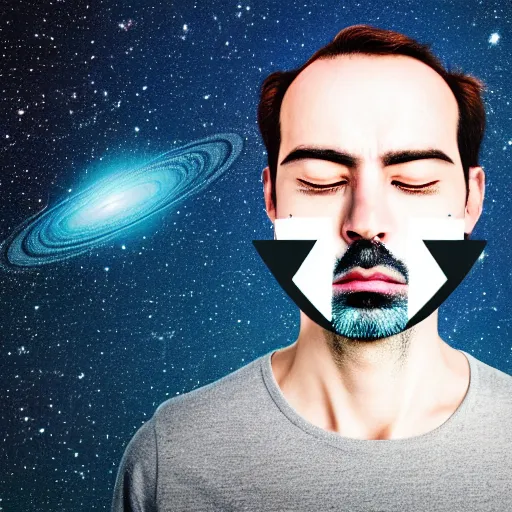 Prompt: an ultraealistic portrait of a man with space replacing his face space