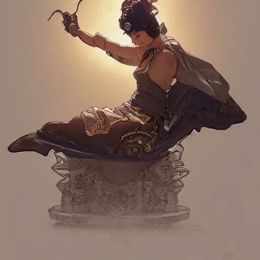 Image similar to sneaker, steampunk, sculpture, concept art, smooth, sharp focus, illustration, art by artgerm and greg rutkowski and alphonse mucha