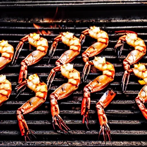 Image similar to burned shrimp that was left on the grill way too long there is a lot of smoke , burning shrimp, thick smoke, black smoke, grill, flames, overcooked shrimp, high particle count, photo realistic