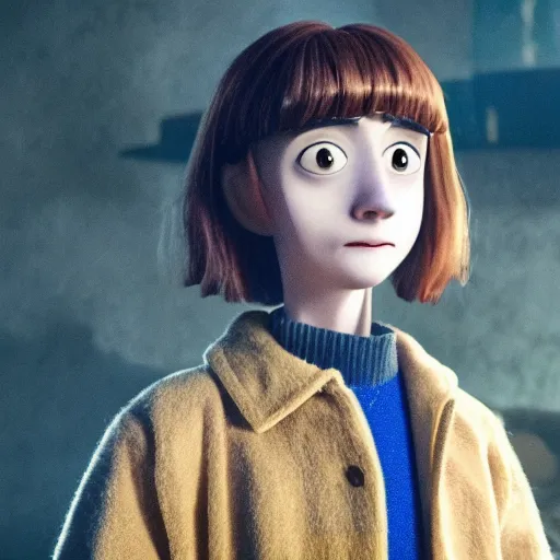 Image similar to natalia dyer as coraline, movie still, 8 k