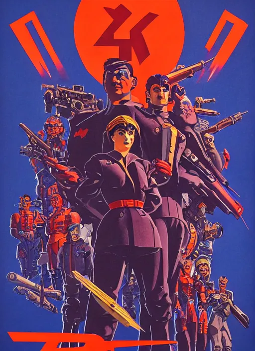 Image similar to soviet propaganda poster. cyberpunk shogun. portrait by jean giraud and anton otto fischer and john philip falter and will eisner and gil elvgren and pixar. realistic proportions. character art. science fiction d & d. tf 2, overwatch, rb 6 s, cyberpunk 2 0 7 7, blade runner 2 0 4 9.