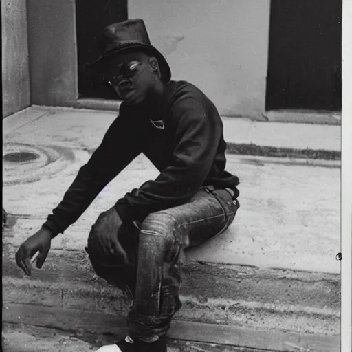 Image similar to “A rat in a gang member pose tooken by a 1950’s camera”