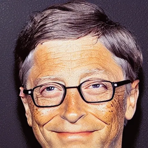 Prompt: Bill Gates passport photo with bright lipstick and eyeliner