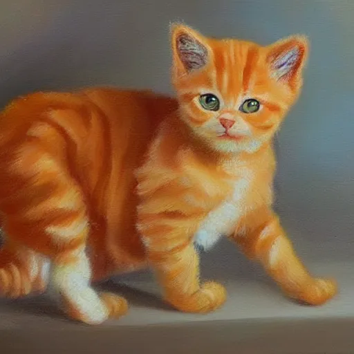 Image similar to palette knife oil painting of an orange tabby kitten