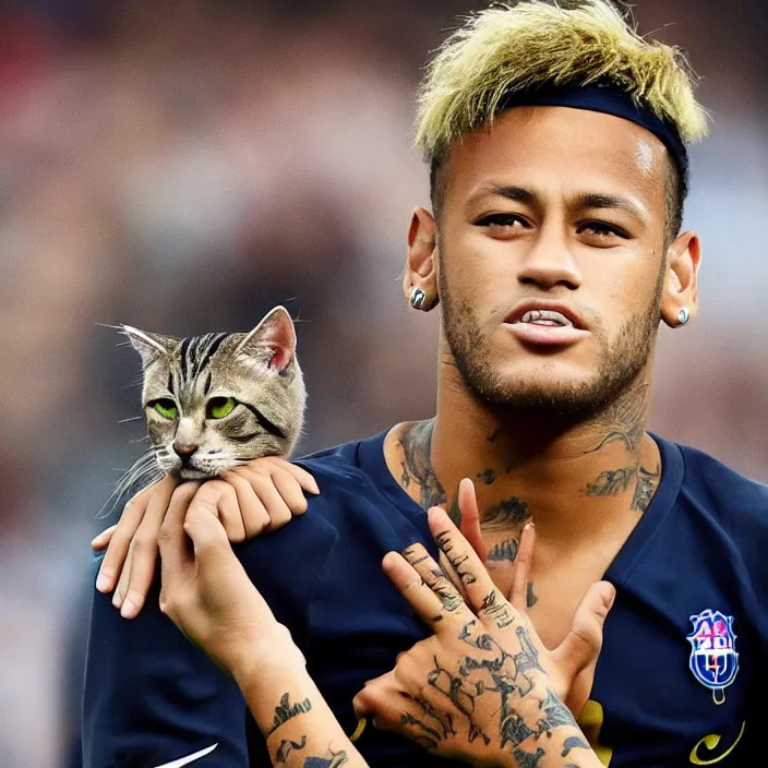 Image similar to Neymar with cat ears