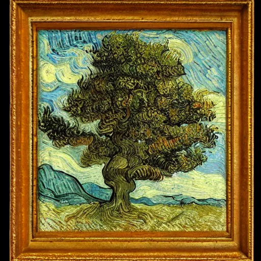 Prompt: tree by leonardo da vinci and vincent van gogh