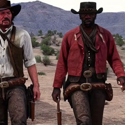 Image similar to red dead redemption movie starring Sam Jackson, 35mm film