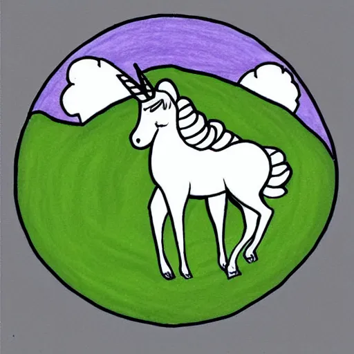 Prompt: Illustration for a story of a unicorn in the bush, professional drawing, very well drawn, simple with rounded lines