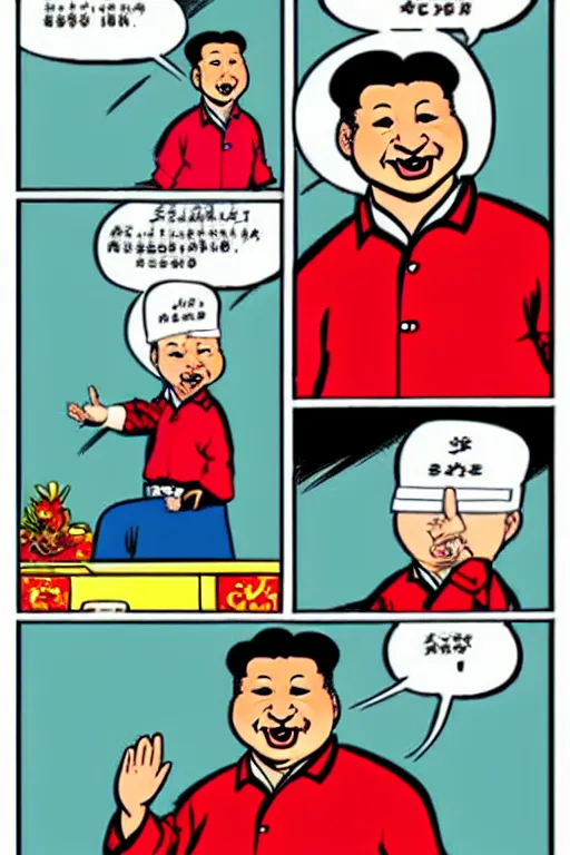 Image similar to xi jinping, in the style of dan decarlo, as drawn by dan decarlo for archie comics,