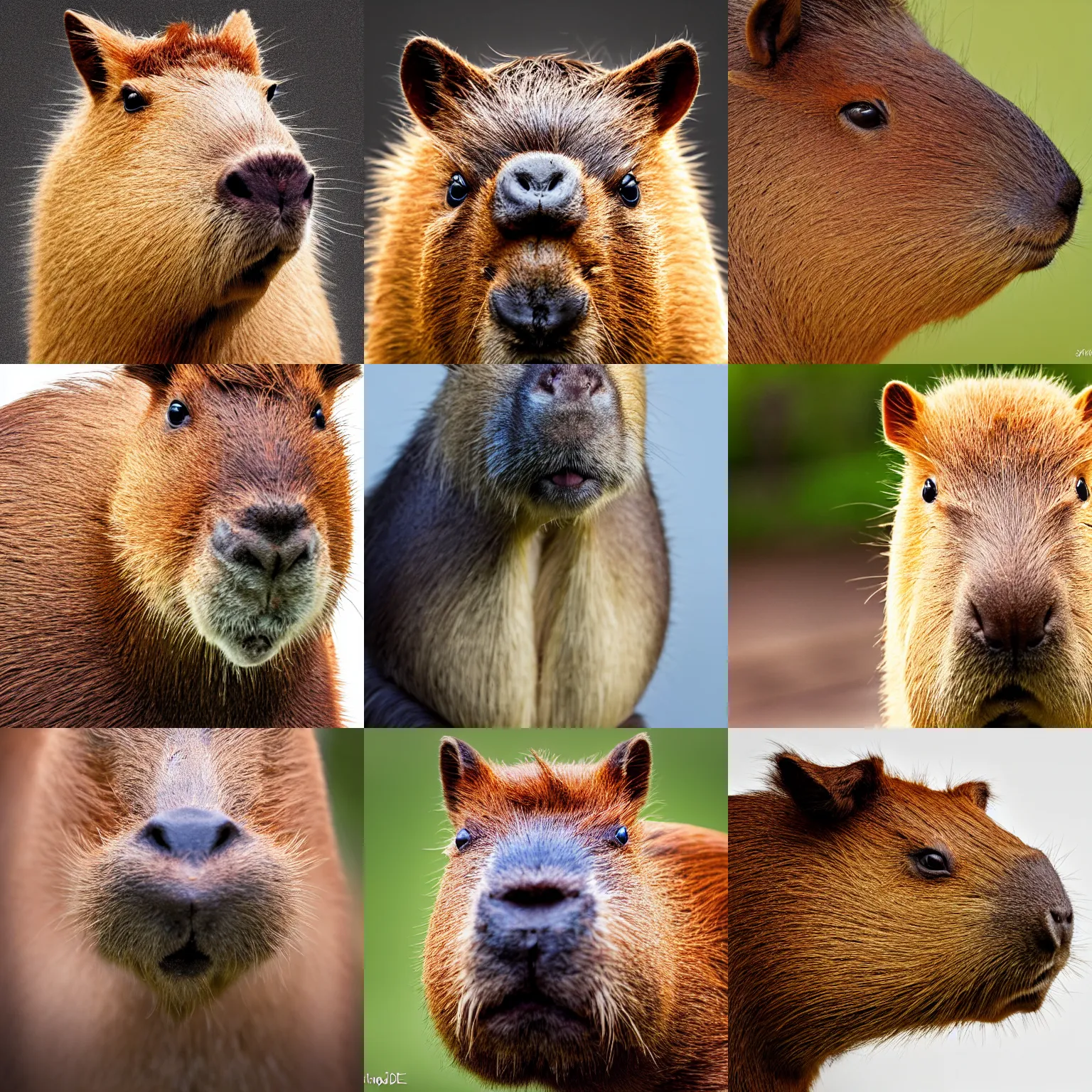 Prompt: animal portrait of a capybara, all body, on a white background, high detail, 5 0 mm,