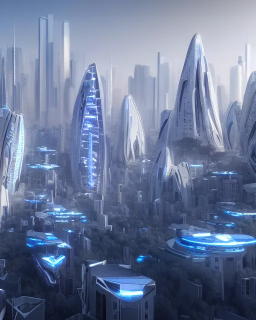 Image similar to utopian city, white buildings, by Leon Tukker, Makoto Kobayashi, synthetic light, blue trees, people on the streets, utopia, perfect, futuristic, 8k high detail, masterpiece, trending on ArtStation