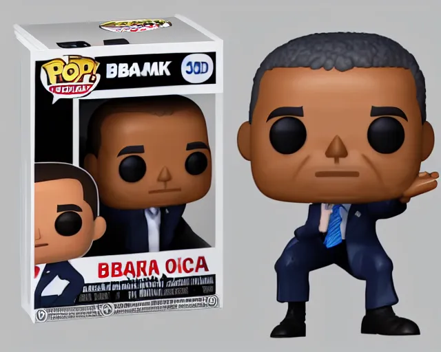 Image similar to 3d render for barack obama as a funko pop, studio lighting, white background, blender, trending on artstation, 8k, highly detailed