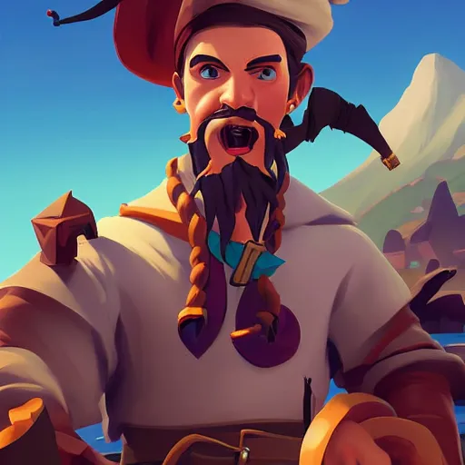 Image similar to painting jack the pirate on sea of thieves game avatar hero smooth face median photoshop filter cutout vector behance hd by jesper ejsing, by rhads, makoto shinkai and lois van baarle, ilya kuvshinov, rossdraws, illustration, art by ilya kuvshinov and gustav klimt