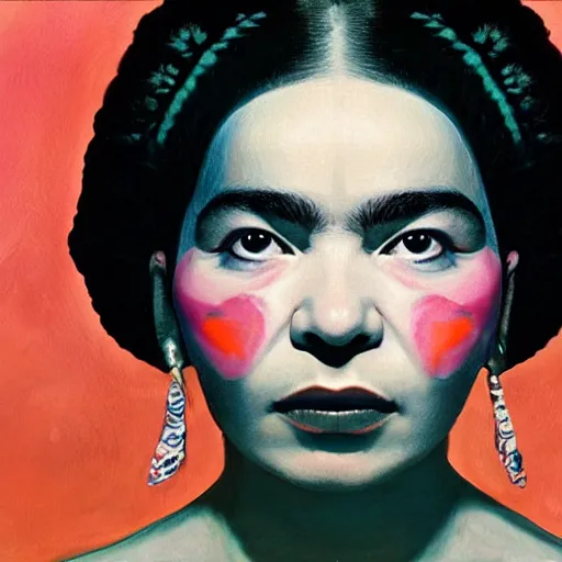 Prompt: Bjork, painted by Frida Khalo