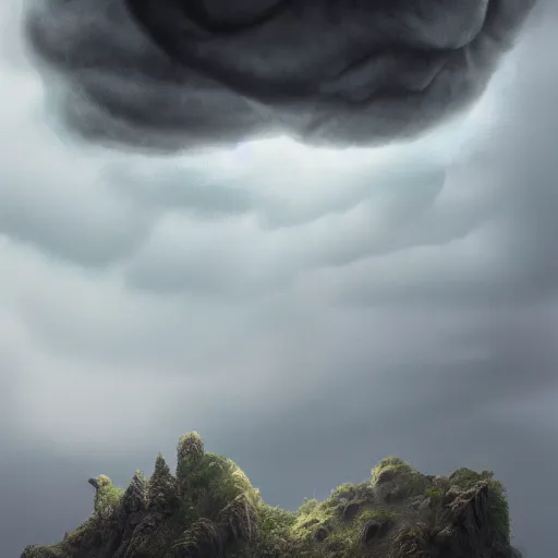 Image similar to a raincloud!!!!! homogeneous to a ( ( ( ( ( ( human face ) ) ) ) ) ), grinning sinisterly, pareidolia, 4 k photorealism, trending on artstation, 4 k quality