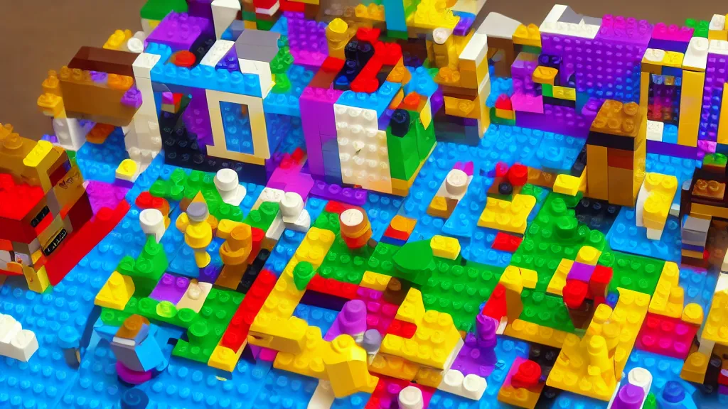 Image similar to indie old school bright unusual abstract Lego game