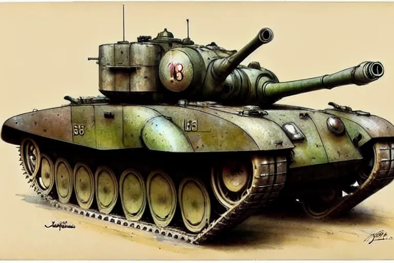 Image similar to (((((1950s retro army tank . muted colors.))))) by Jean-Baptiste Monge !!!!!!!!!!!!!!!!!!!!!!!!!!!