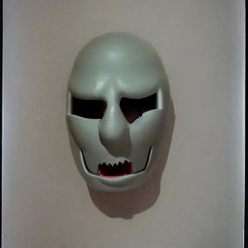 Prompt: 1 9 8 0 s polaroid of a creepy halloween mask