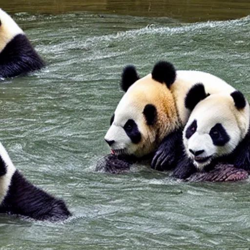 Image similar to pandas swimming in the muddy gangies river