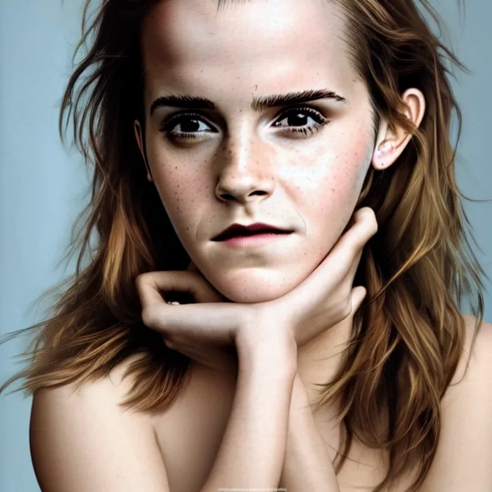 Prompt: emma watson's face looking to the left. portrait by martin schoeller. detailed, 4 k, morning hour.