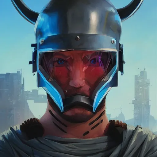 Image similar to cyberpunk viking helmet mask warrior goddess robot ninja fantasy, art gta 5 cover, official fanart behance hd artstation by jesper ejsing, by rhads, makoto shinkai and lois van baarle, ilya kuvshinov, ossdraws