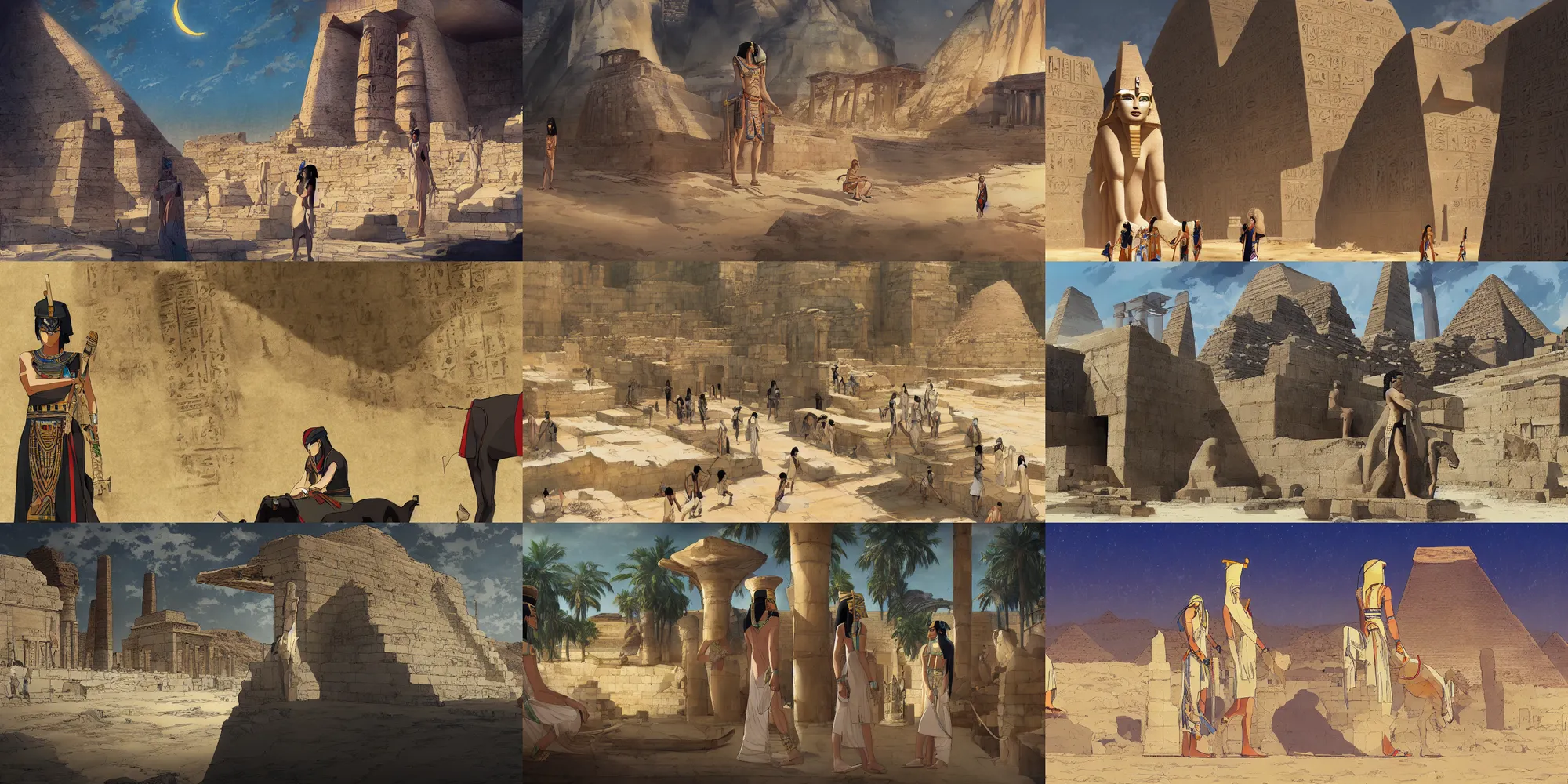 Prompt: ancient egypt, illustration by Makoto Shinkai