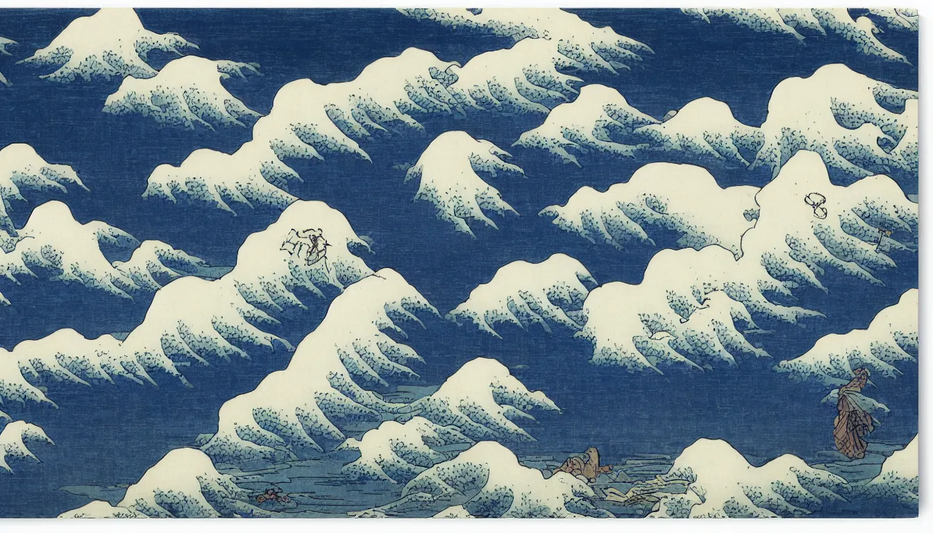 Prompt: clouds over horizon by hokusai
