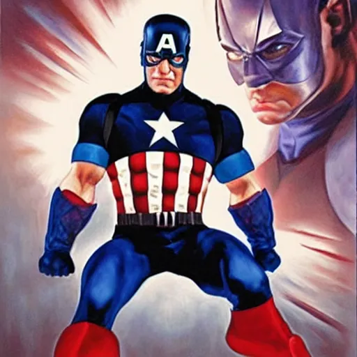 Prompt: A portrait of Benjamin Netanyahu as Captain America by Alex Ross, detailed