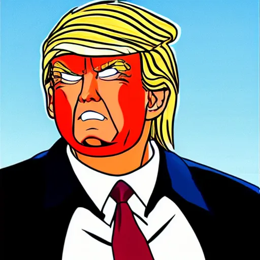 Image similar to donald trump in the style of akira toriyama, anime, very detailed, character