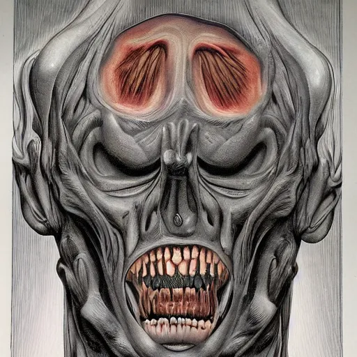 Image similar to a anatomic detalied paper of a monster as 9 0 s masterpiece artwork, art