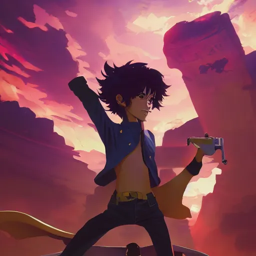 Image similar to hero world cowboy bebop, behance hd by jesper ejsing, by rhads, makoto shinkai and lois van baarle, ilya kuvshinov, rossdraws global illumination