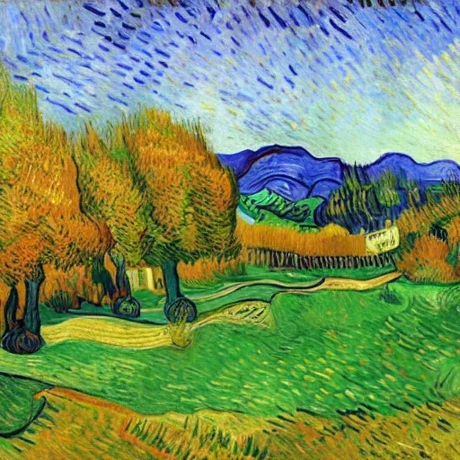 Image similar to Mountainside Golf Course in Autumn, Portrait by Vincent van Gogh