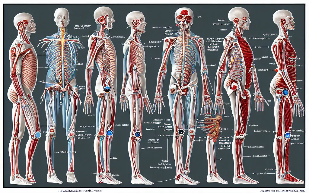 Image similar to techno - spiritual diagram of humanity's future evolution, scientific anatomical diagram