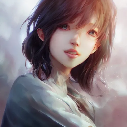 Image similar to realistic detailed semirealism beautiful gorgeous natural cute excited happy yang xiao long 4 k high resolution quality artstyle professional artists wlop, aztodio, taejune kim, guweiz, pixiv, instagram, artstation